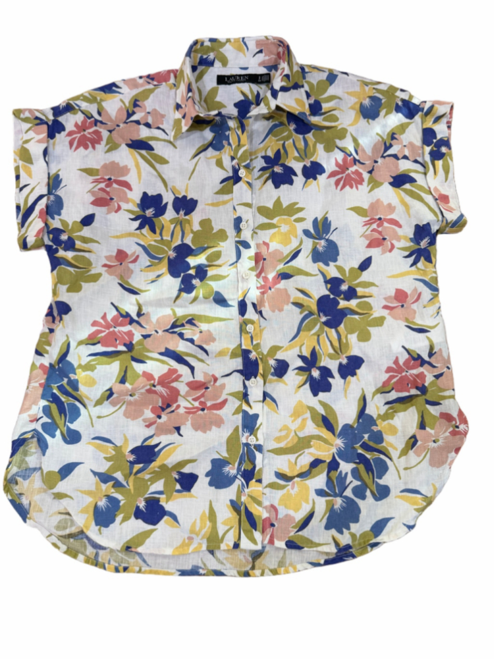 Lauren Ralph Lauren Floral 100% Linen Button Down Shirt Small